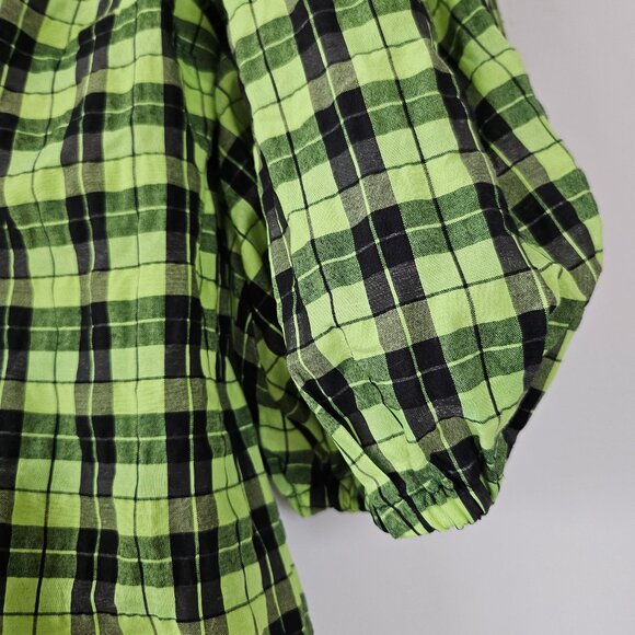 Ganni Green Seersucker Dress EU 38 - Picture 4 of 10